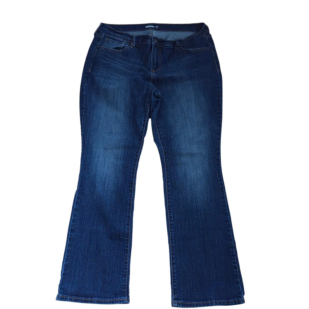 Old Navy Curvy Boot-Cut Jeans Womens 14 Short Dark Wash Stretch Denim Blue